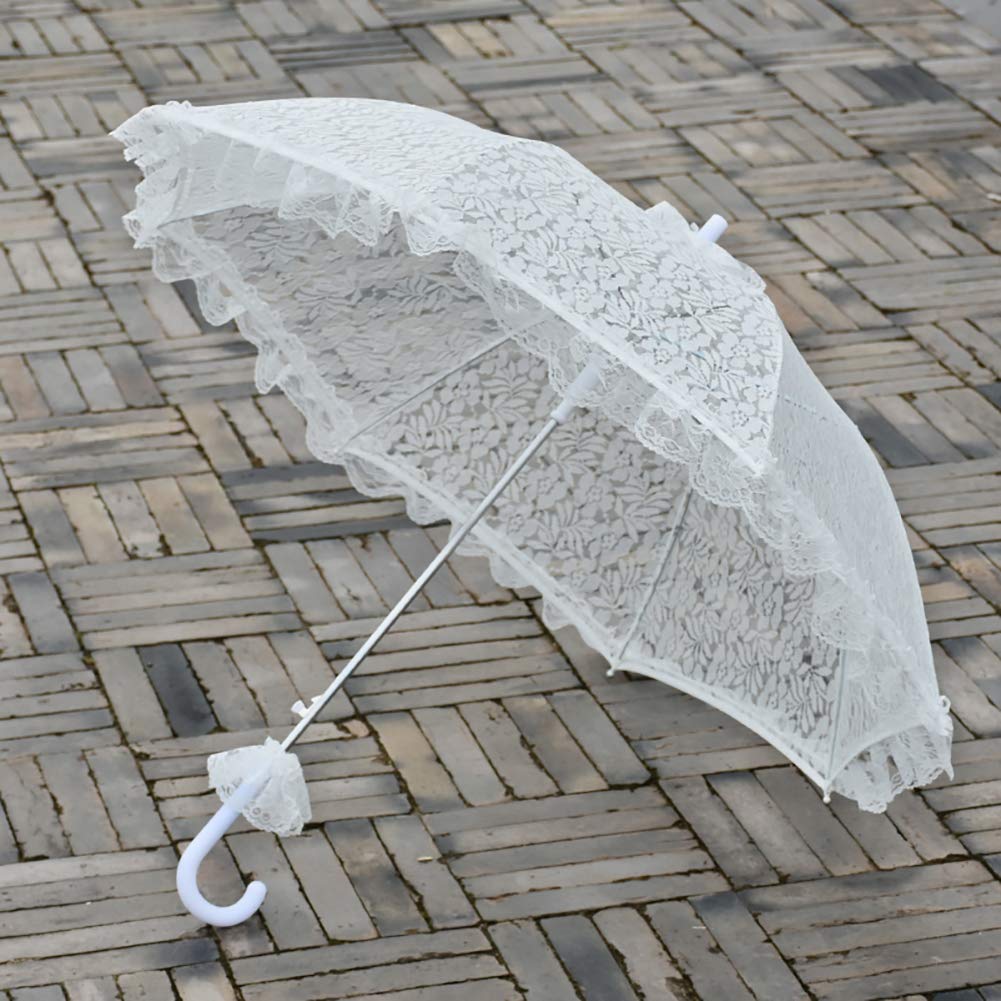 Elegant White Lace Wedding Umbrella with Rose Pattern - Handmade Bridal Accessory for Wedding Photography, Party Decor & Outdoor Ceremonies