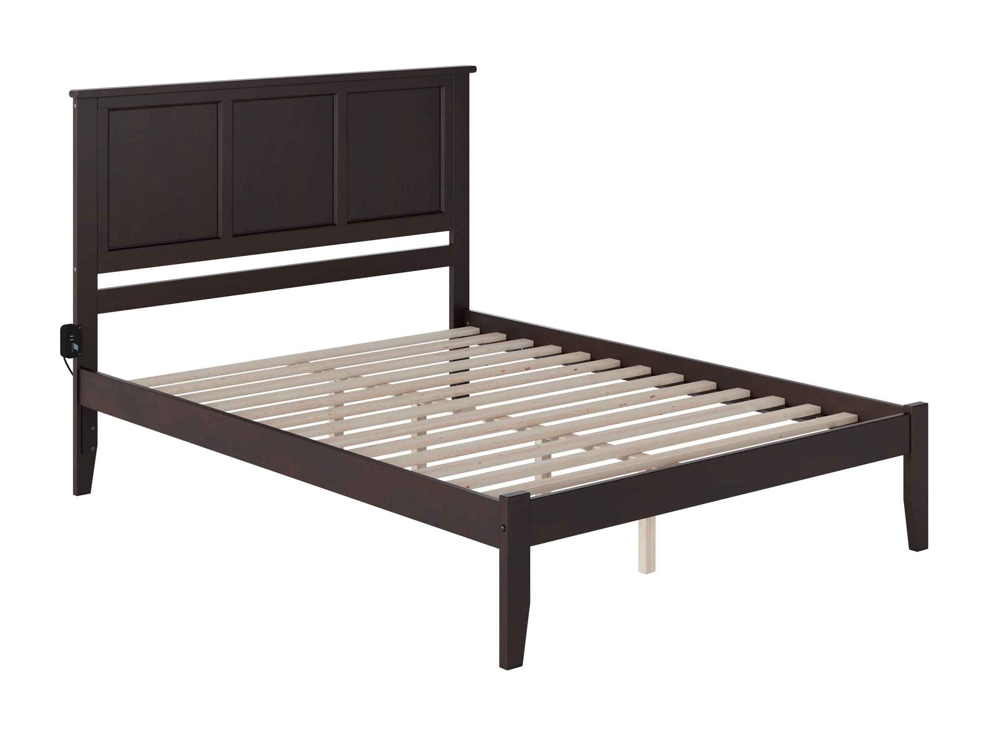 AFI Madison Queen Platform Bed with USB Charger - Espresso Finish - Modern Bedroom Furniture for Home & Apartment