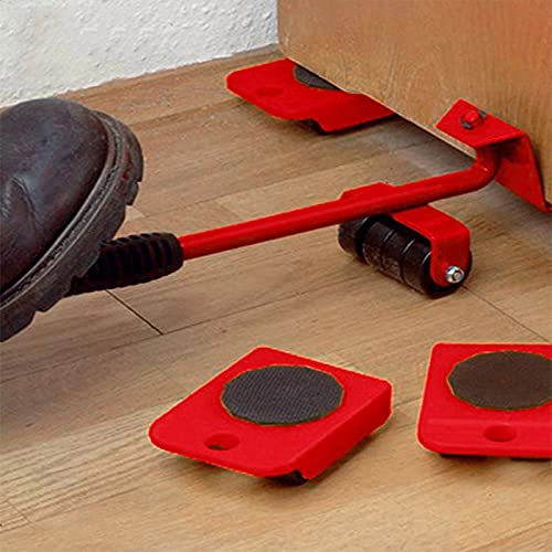 **Professional Heavy Duty Furniture Mover Set - 5-Piece Hand Tool Kit with Multi-Directional Wheels for Smooth Transport (Yellow) - Perfect for Moving Couches, Tables & Appliances**