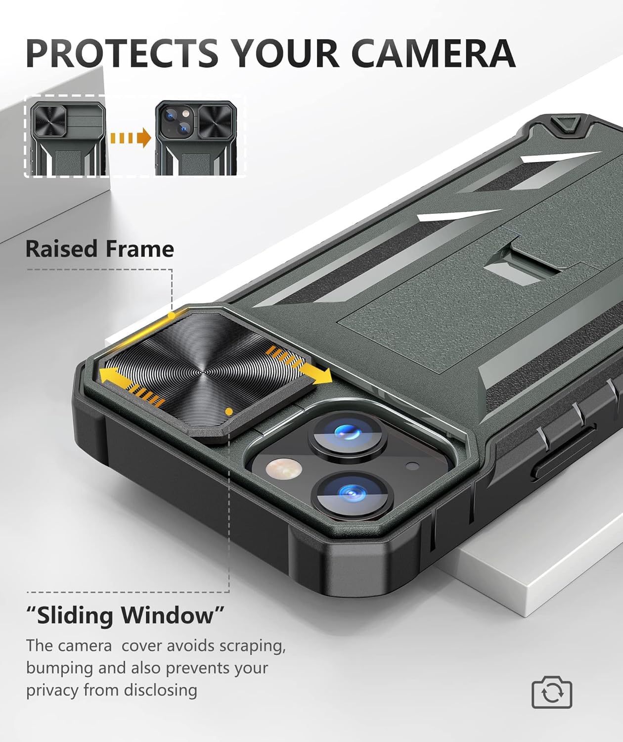 SOiOS Shockproof Military Grade Protective Case for iPhone 16e/13/14 - Rugged Hybrid TPU Bumper with Kickstand & Matte Texture | Perfect for Outdoor Activities, Work & Travel