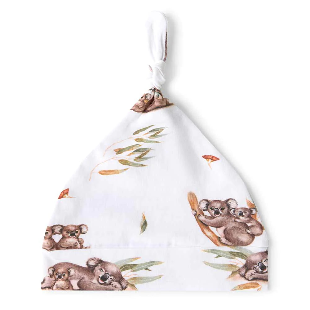 Snuggle Hunny Organic Knotted Beanie - Soft Koala Baby Hat for Newborns & Infants - Perfect for Winter, Photoshoots & Gifts