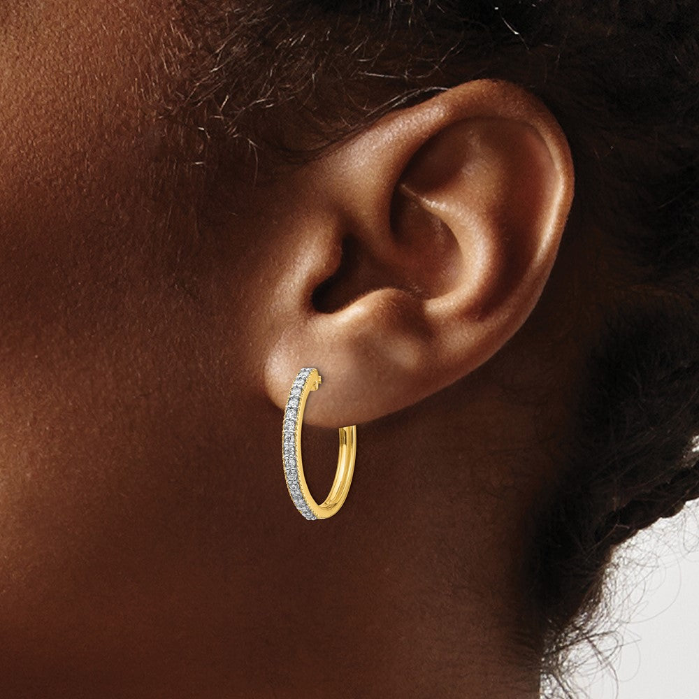 14K Gold Diamond Milgrain Hinged Hoop Earrings - EM4273 036 YA | Elegant Dangle Earrings for Women, Perfect for Weddings, Parties & Special Occasions