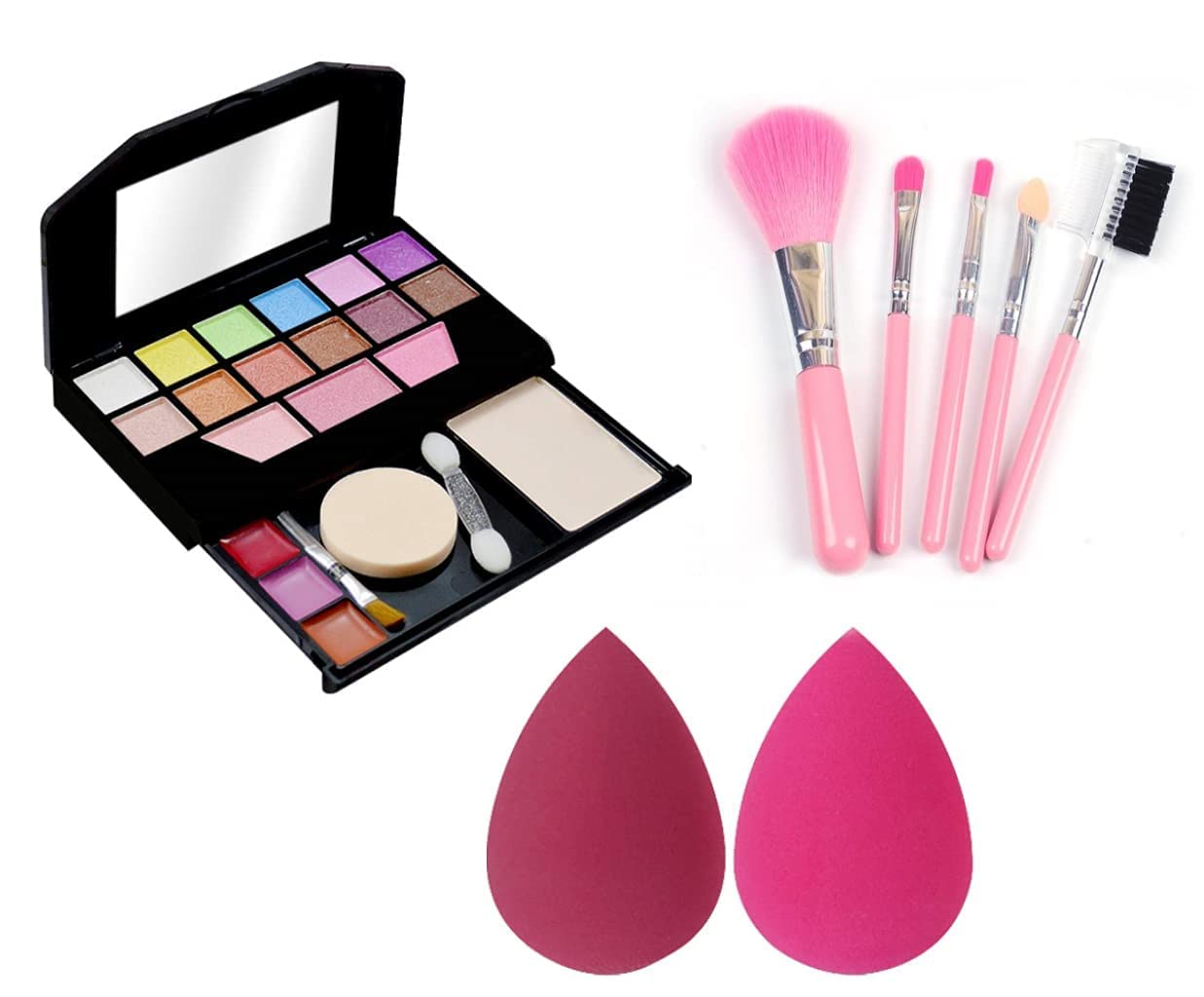 MYGIRL TYA Fashion Mini 5024 Multicolor Makeup Kit with 5 Pink Brushes & 2 Beauty Blenders - Complete Cosmetic Set for Women & Girls | Perfect for Travel, Parties & Everyday Makeup (8-Piece Set)