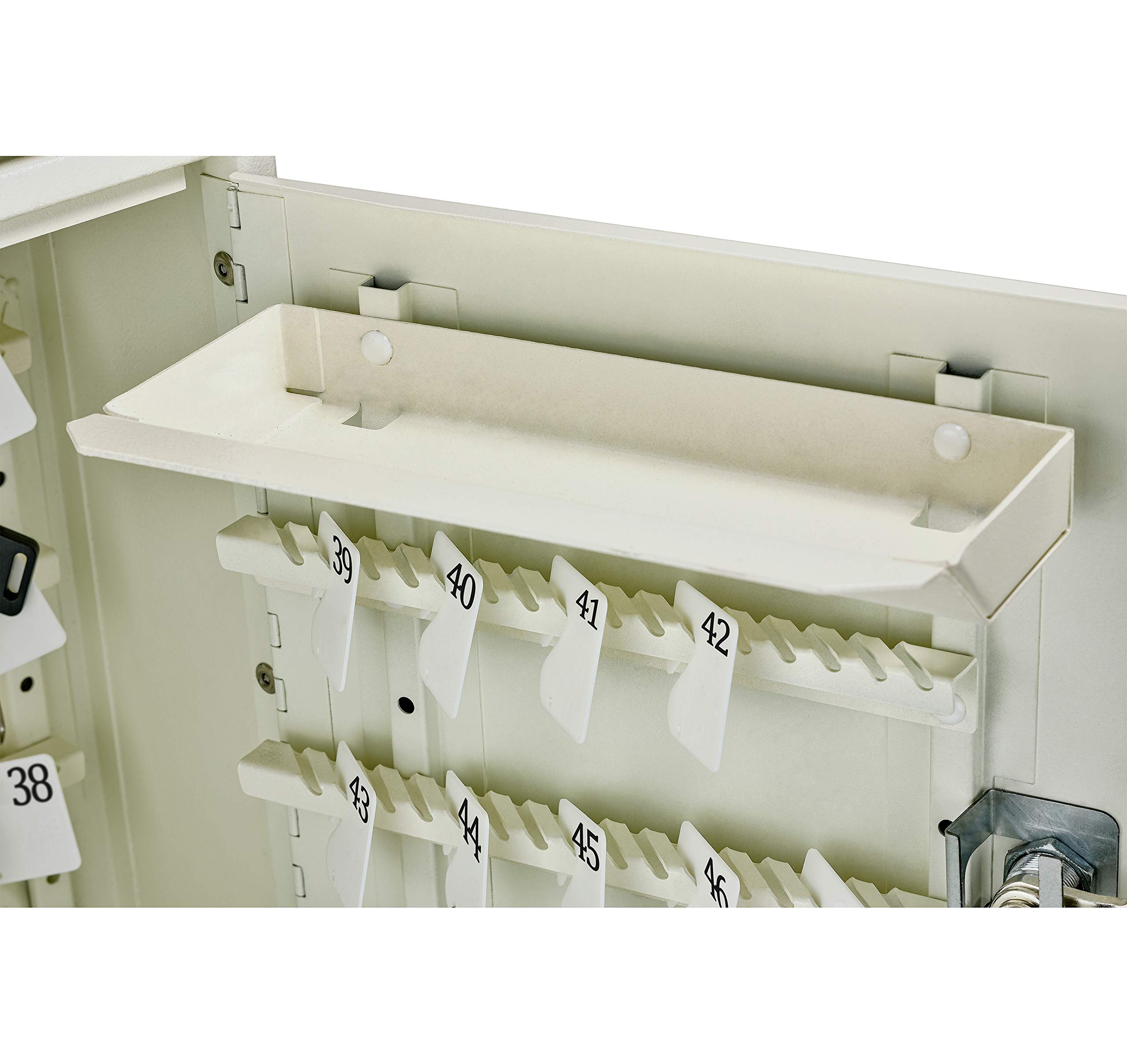 Mail Boss 8153 Key Boss - Heavy Duty Commercial Grade Steel High Security Adjustable Key Cabinet - 105 Position Key Organizer with Combination Lock - Secure Drop Box for Offices, Hotels & Property Management (Cream White)