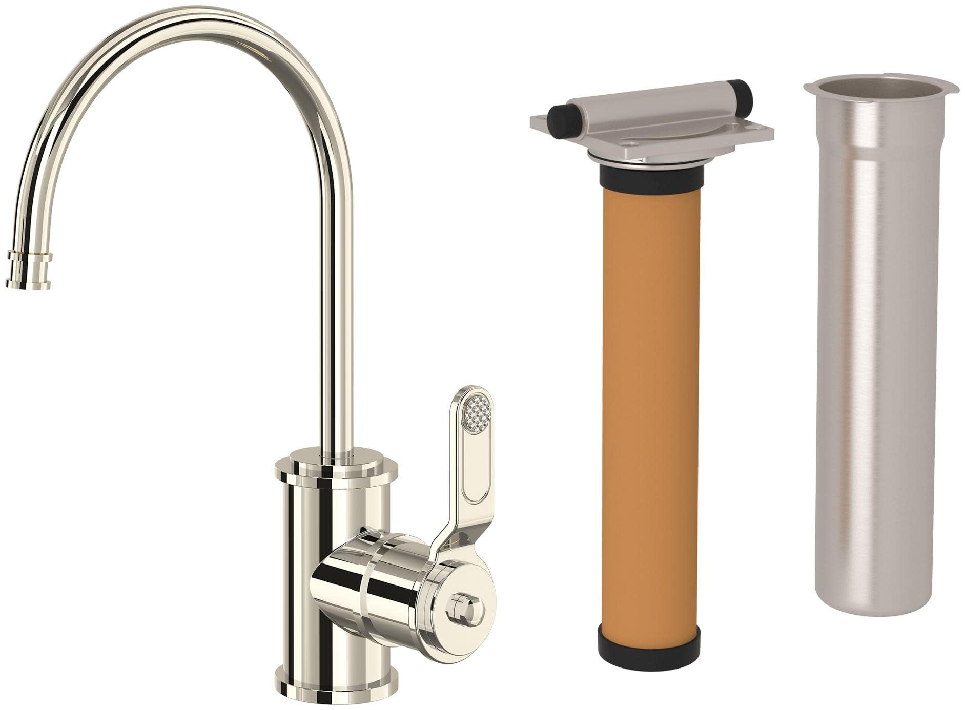 Perrin & Rowe Armstrong Filter Kitchen Faucet Kit - Polished Nickel Finish | High-Quality Water Filtration System for Modern Kitchens | Perfect for Drinking Water & Cooking Use