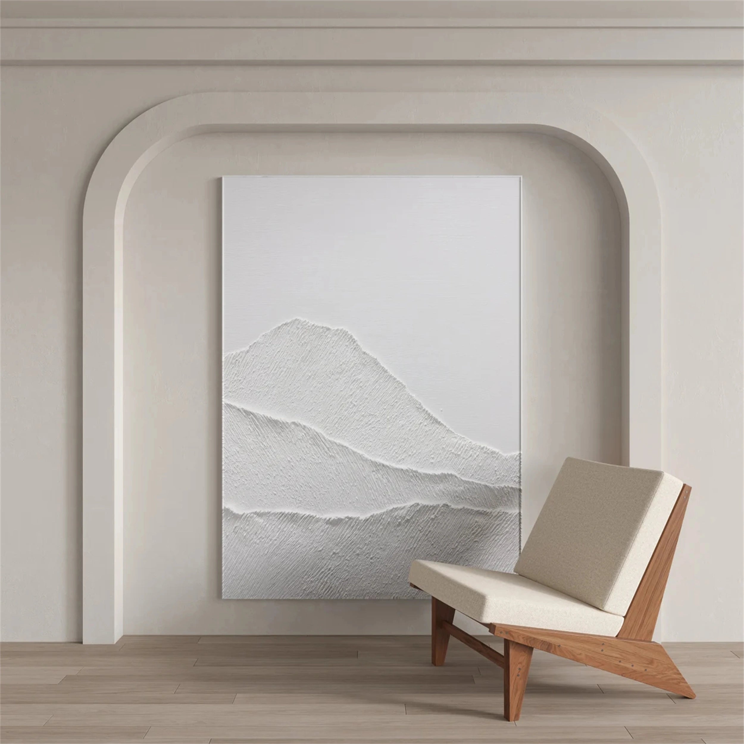 White Minimalist Textured Painting Canvas #MM160 - Premium Abstract Wall Art for Modern Home & Office Decor