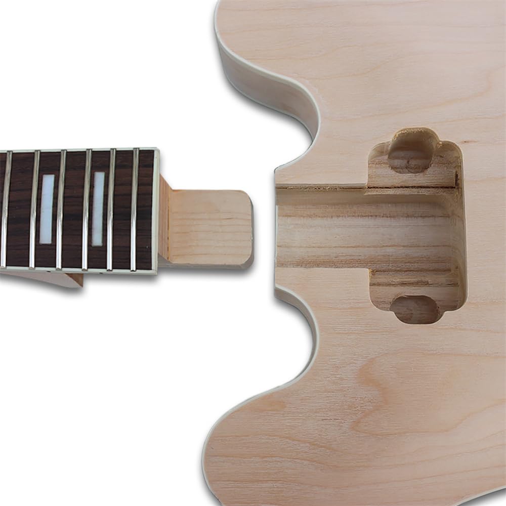 Semi-Hollow Electric Guitar Kit with Maple Neck & Body, Rosewood Fretboard - 24.75