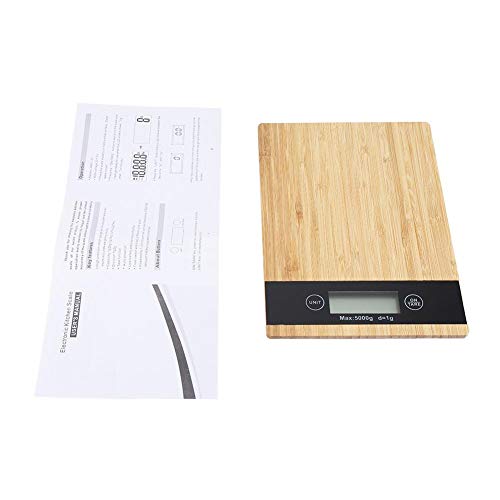 Digital Kitchen Scale with Bamboo LED Display for Cooking & Baking