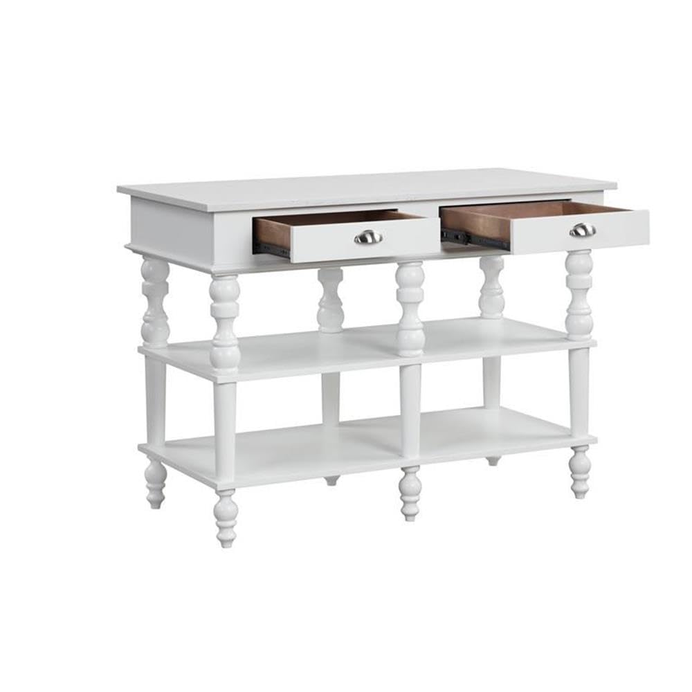Acme Rorratt Kitchen Island with Marble Top & White Finish - Perfect for Small Kitchens, Breakfast Bars & Food Prep Areas