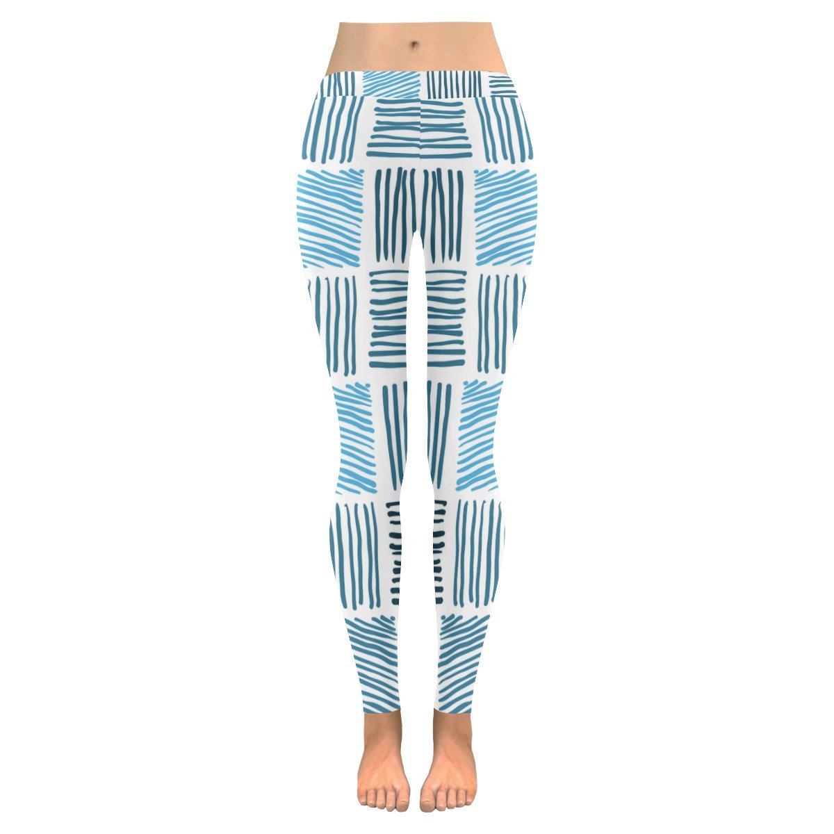 Women's Plus Size Blue Stripes Print Yoga Leggings - XXS to 5XL for Workout, Running & Outdoor Activities