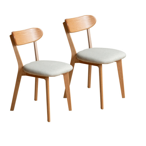 Solid Wood Dining Chair with Curved Backrest - Oak, Cherry, Beech Wood Options - Perfect for Kitchen, Dining Room & Restaurant Seating