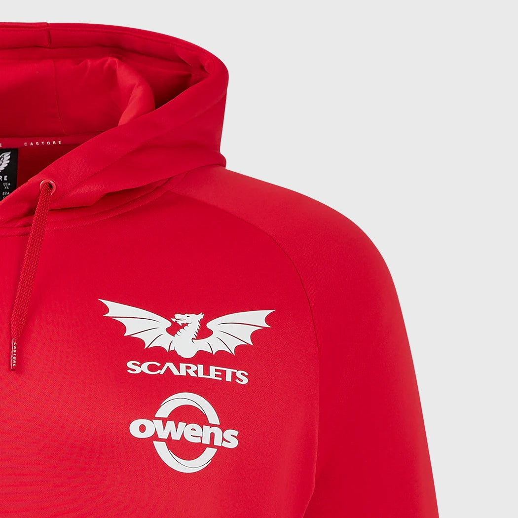 Castore Scarlets Rugby Hoody - Men's Red Pullover Hoodie for Rugby Fans | Warm & Comfortable for Training, Matches & Casual Wear