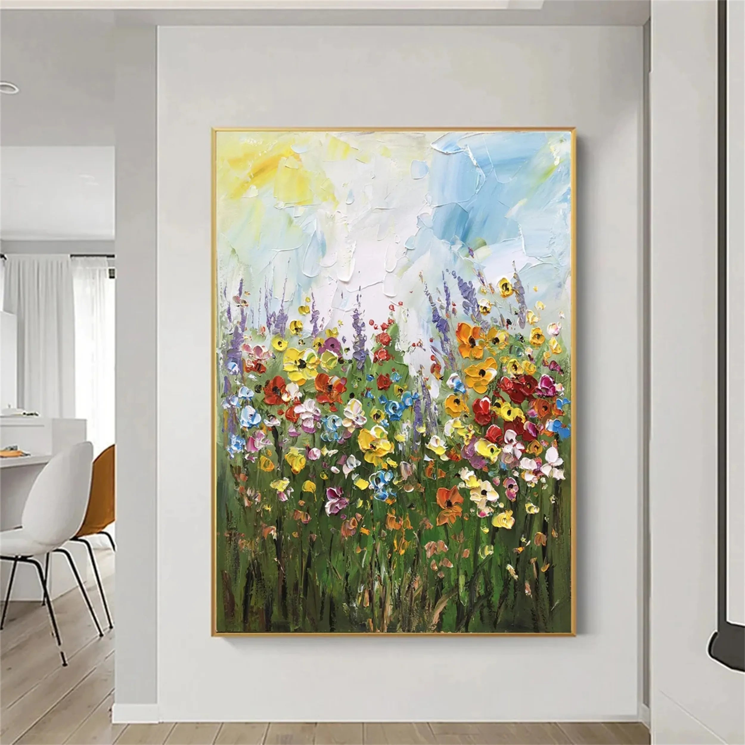 Beautiful Flower and Tree Painting #FT043 - Handmade Wall Art for Home, Office, and Living Room Decor