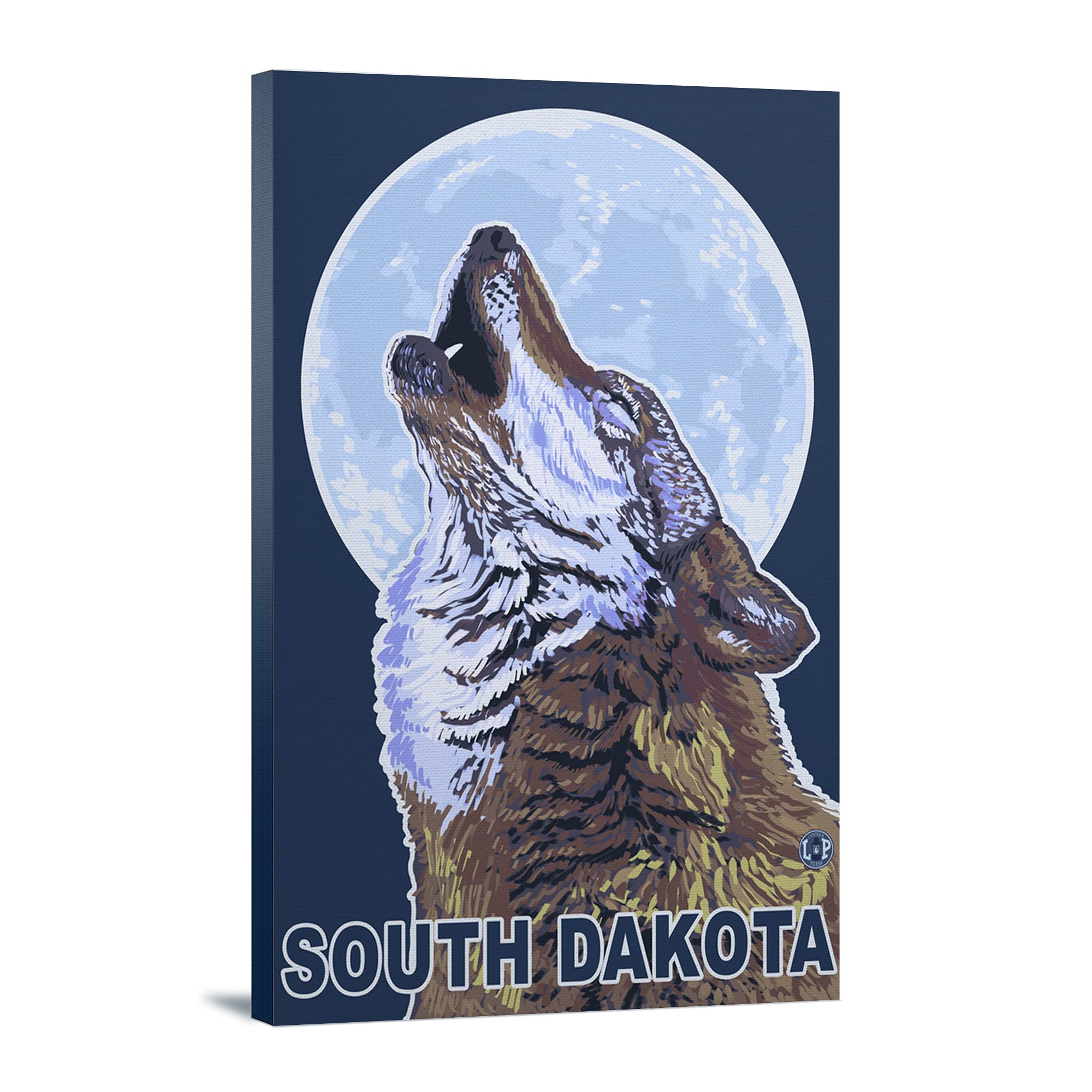 Gray Wolf Howling South Dakota - 16x24 Wrapped Canvas Wall Art Decor for Living Room, Bedroom & Office