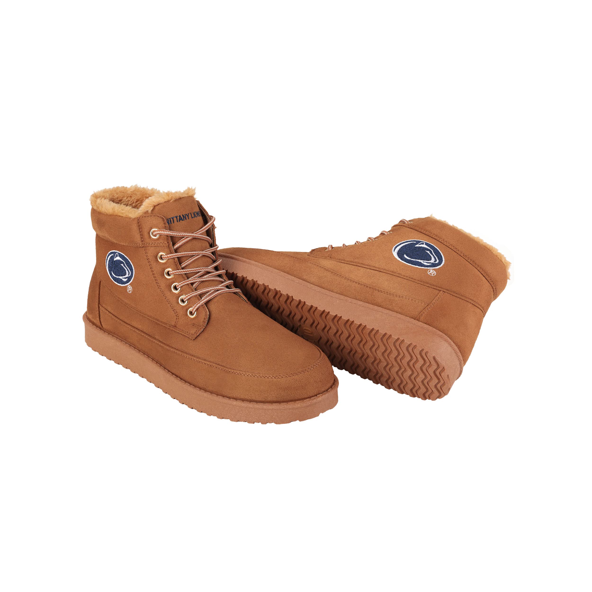FOCO Penn State Brown High Top Moccasin Shoes for Men - Size 12 | Comfortable Slip-On Loafers for College Football Fans, Casual Wear & Indoor/Outdoor Use