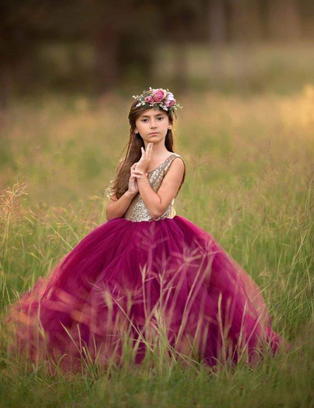 Sparkly Sequin Flower Girl Dress for Weddings – Elegant Long Pageant Gown for Junior Bridesmaids & Special Occasions | Perfect for Weddings, Baptisms, and Formal Events
