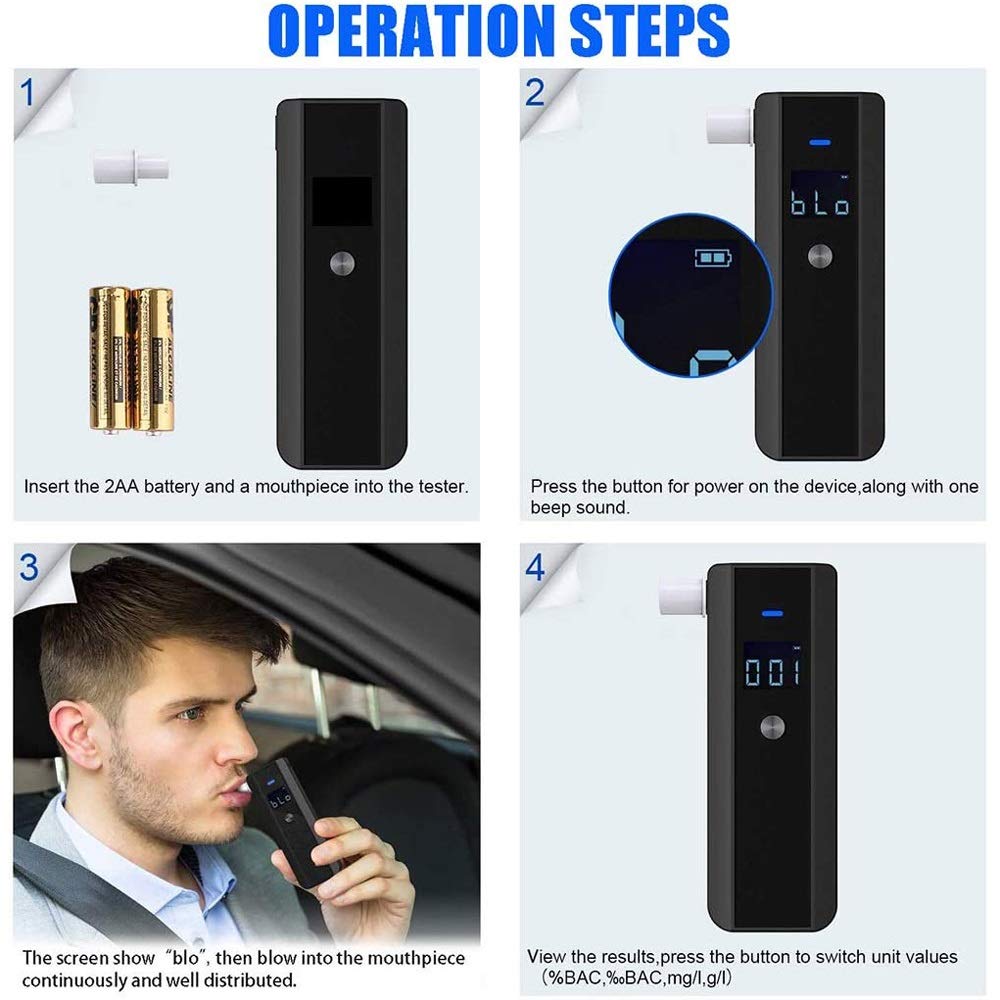 Professional Breathalyzer - High Accuracy Portable Alcohol Tester for Personal & Workplace Use | Reliable BAC Detection for Drivers, Partygoers & Safety Checks