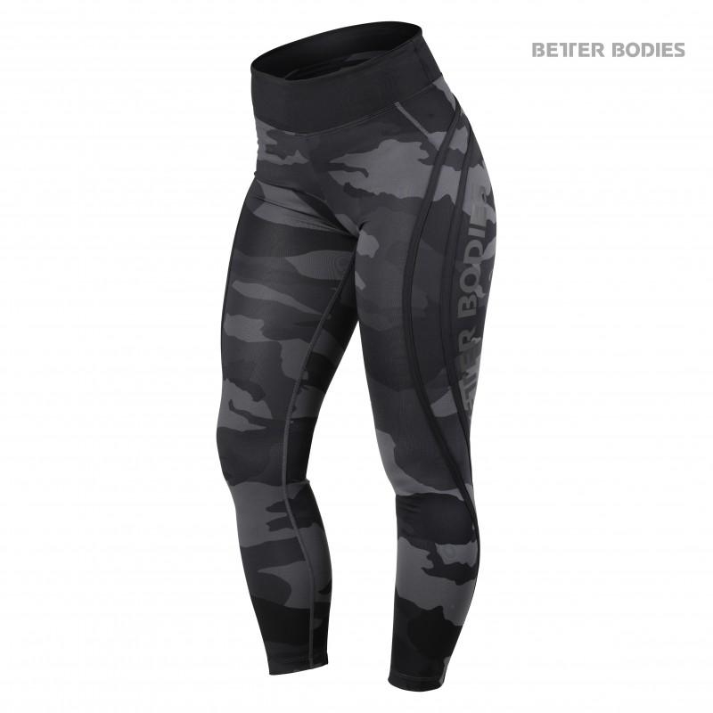 Better Bodies Camo High Waist Tights - Dark Camouflage Pattern for Women's Workout, Yoga & Running