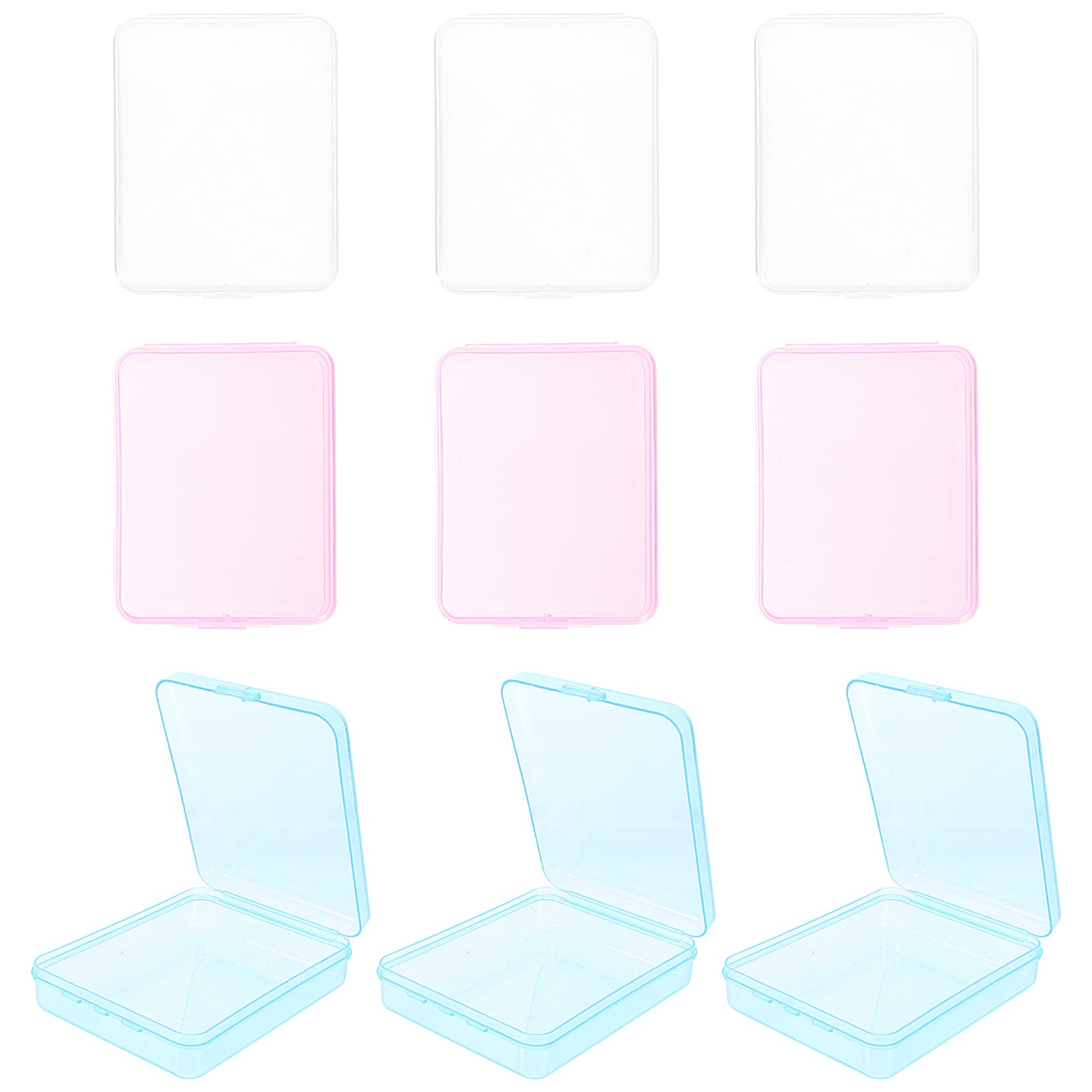 FRCOLOR 9-Piece Clear Plastic Storage Box Set with Lids - Transparent Makeup Organizer for Cotton Pads, Sponges & Travel Essentials | Perfect for Bathroom, Vanity & On-the-Go Organization