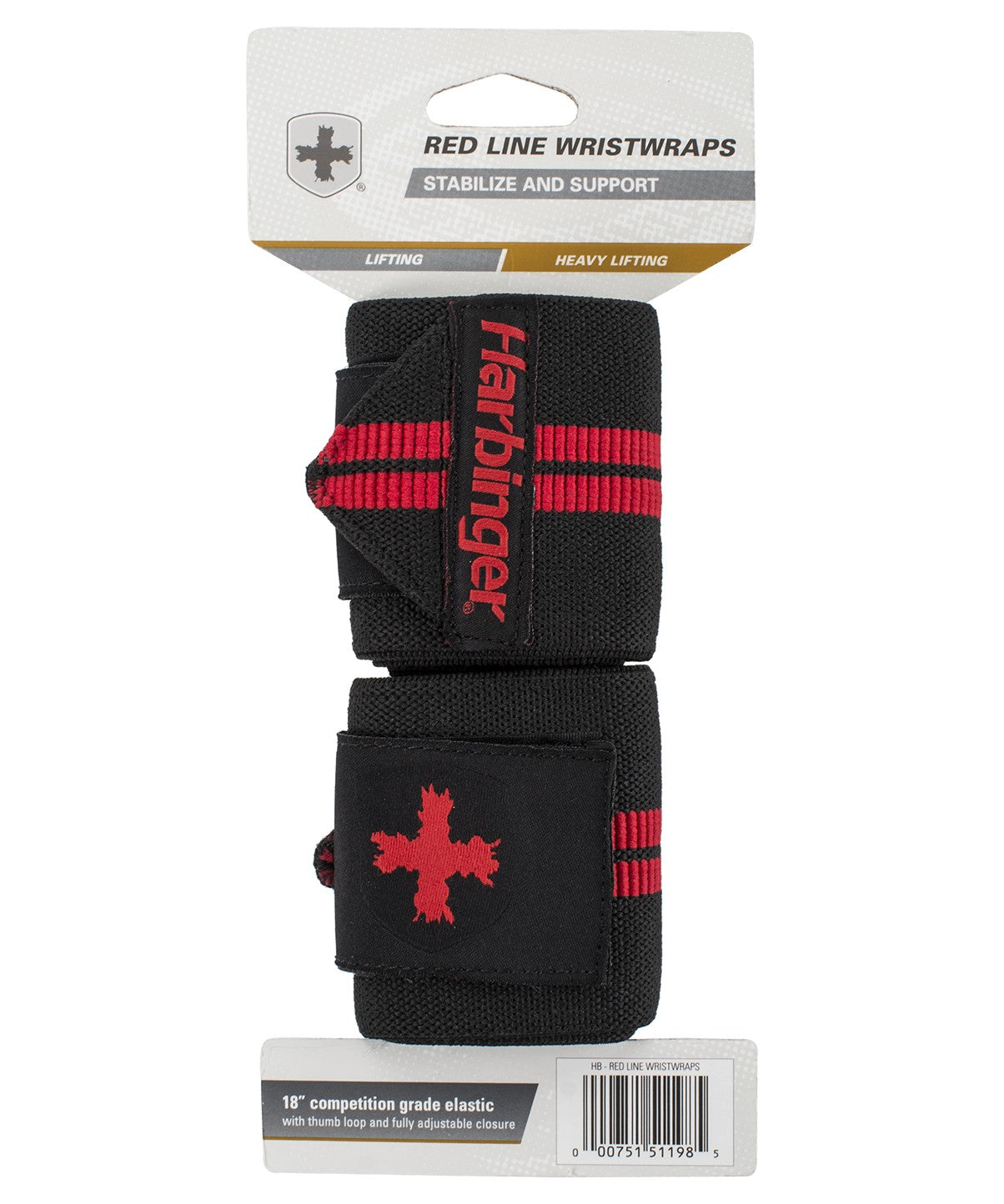 Red Line Wrist Wraps with Thumb Loop - Premium Weightlifting & CrossFit Support for Gym Training & Powerlifting