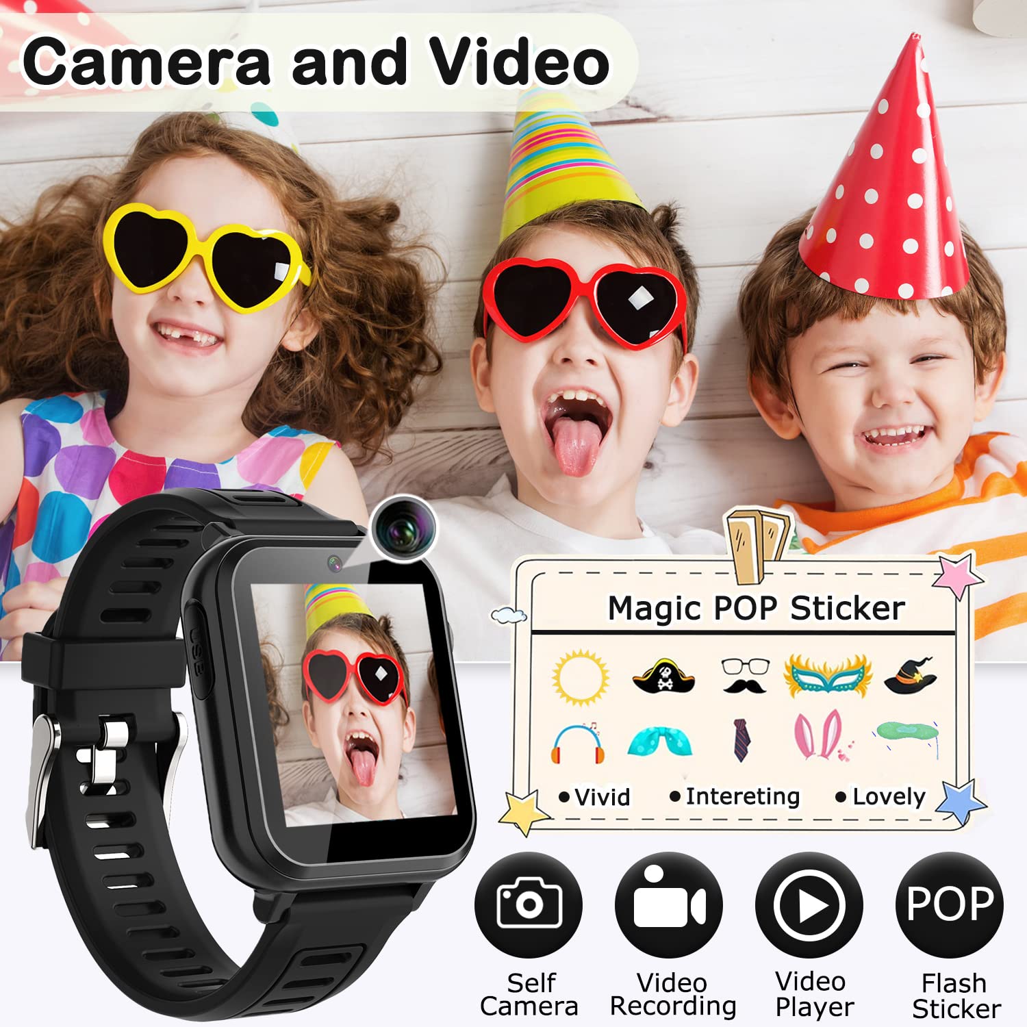**Smart Watch for Kids with 24 Puzzle Games, HD Touchscreen, Camera, Music Player, Pedometer & Alarm Clock – Perfect Gift for Boys & Girls Ages 4-12 – Ideal for Learning, Play & Outdoor Activities**