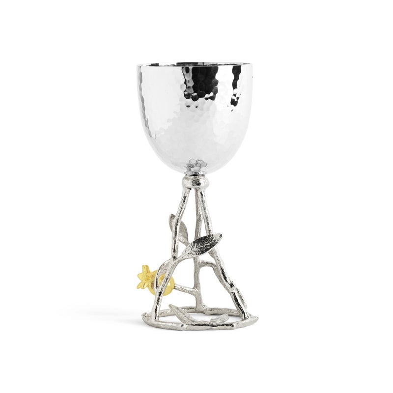 Elegant Pomegranate Silver & Gold Kiddish Cup - Perfect for Jewish Holidays, Passover, and Special Celebrations