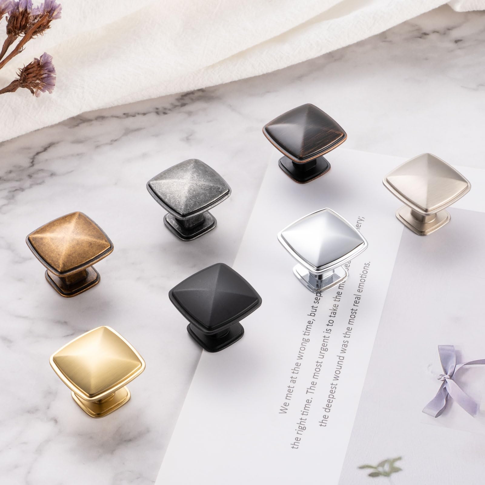 Vintage Antique Brass Cabinet Knobs - Pack of 10 | Retro Kitchen & Bathroom Hardware for Drawers & Doors