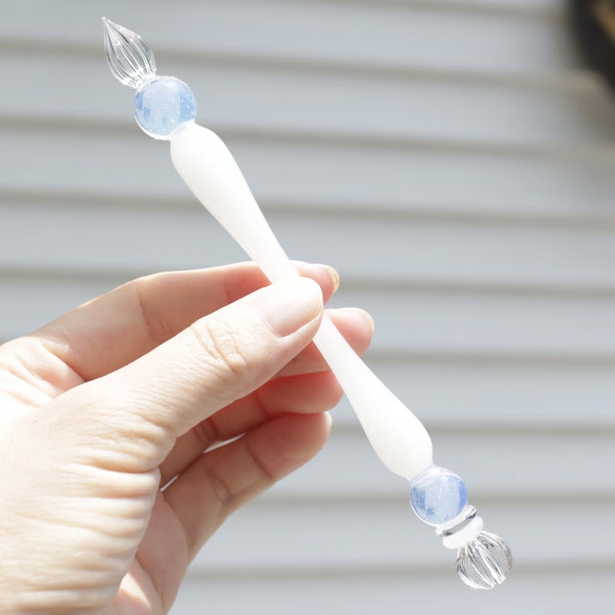 Japanese Glass Dip Pen - Crown & White Opal Style | Elegant Calligraphy & Writing Tool | Perfect Gift for Writers, Artists & Stationery Lovers | Ideal for Lettering, Journaling & Creative Projects