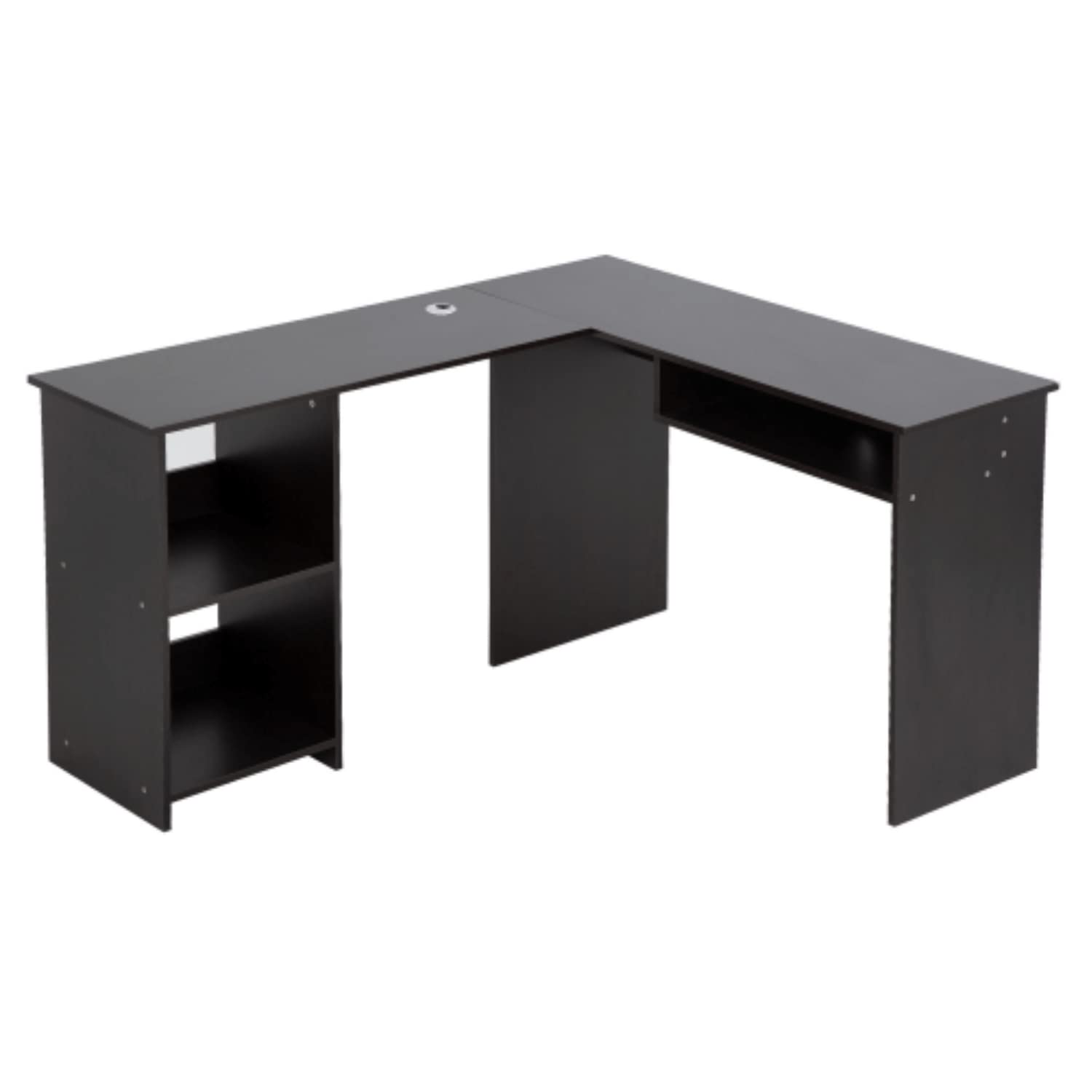 L-Shaped Corner Computer Desk 55 Inch - Black Gaming & Home Office Desk with Storage Shelves, Modern Study Writing Workstation for Small Spaces | Perfect for Gaming Setups, Remote Work & Compact Home Offices