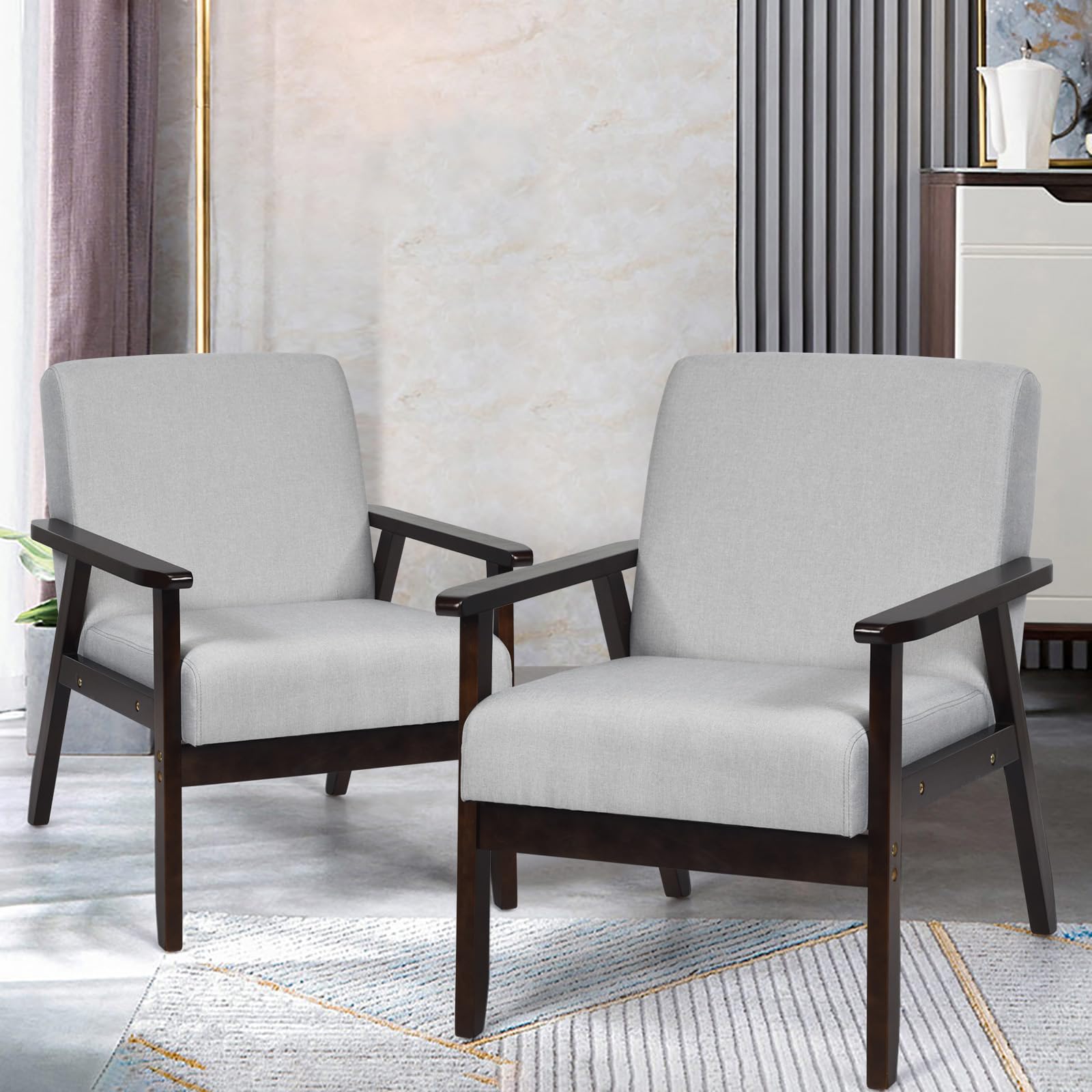 HOMASIS Modern Wooden Armchair with Padded Seat - Convertible Lounge Chair & Single Bed for Bedroom, Living Room, Office - 330 lbs Weight Capacity (Light Gray) | Perfect for Small Spaces, Reading Nook & Guest Accommodation