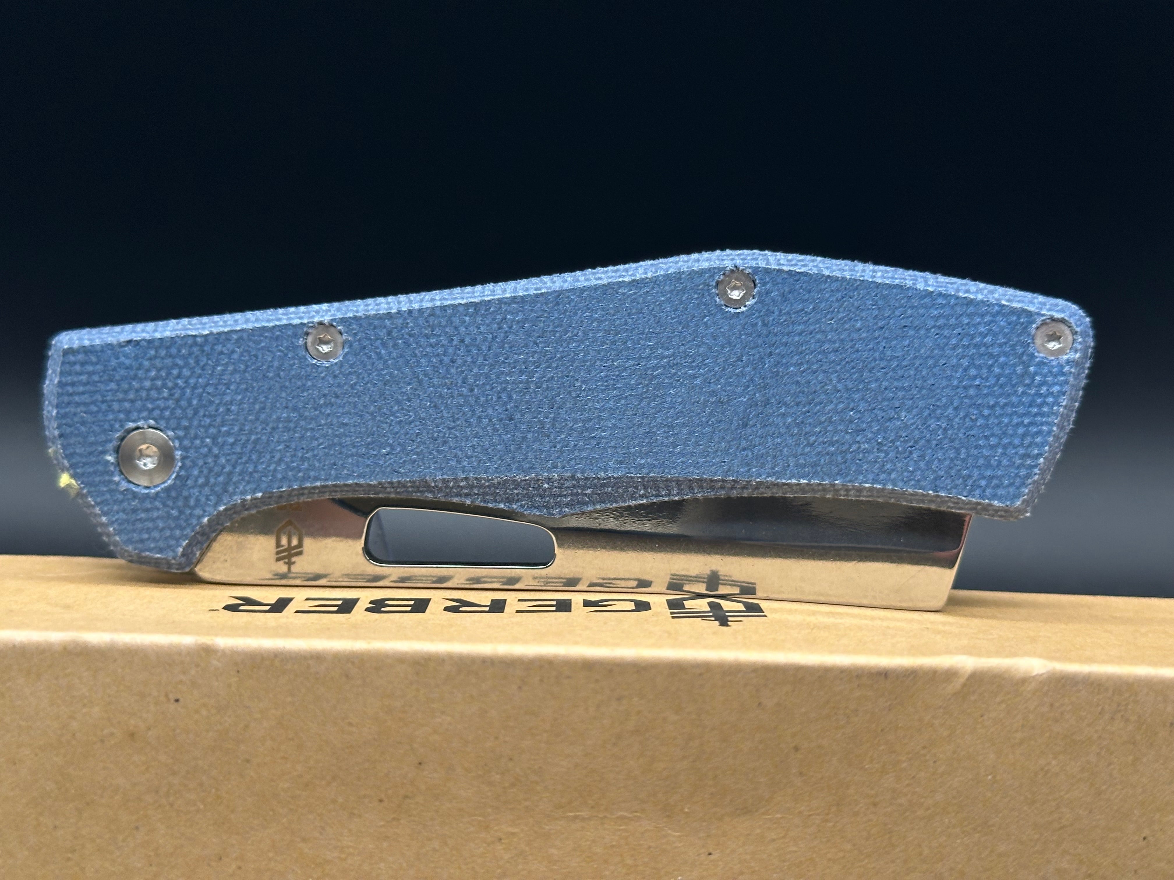 Gerber Flatiron Folding Knife - D2 Steel Blade, Blue Micarta Handle - EDC, Camping, Outdoor Survival & Everyday Carry Pocket Knife