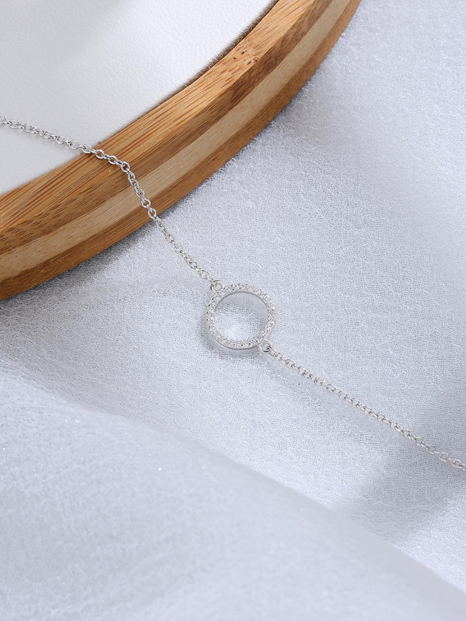 925 Sterling Silver Bracelet for Women | Shiny Cubic Zirconia Circle Charm Chain Link Jewelry | Perfect for Parties, Weddings & Everyday Wear