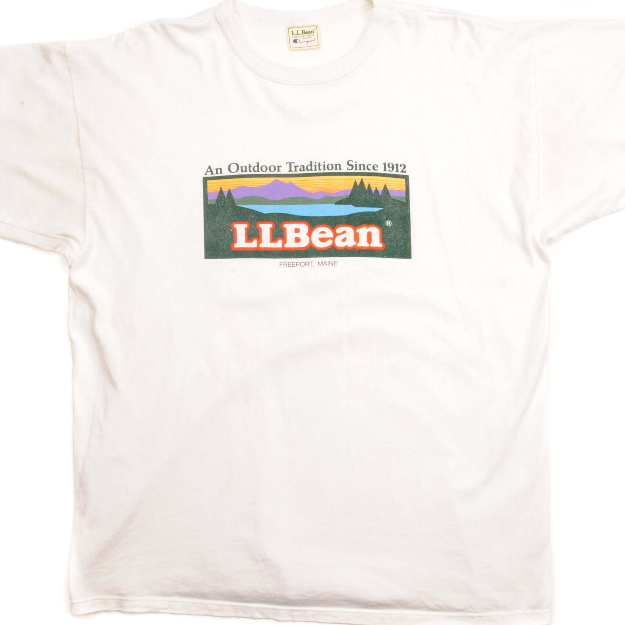 Vintage Champion L.L.Bean T-Shirt Size Large - 100% Cotton Made in USA - Casual Wear & Retro Style for Men's Everyday Outfits