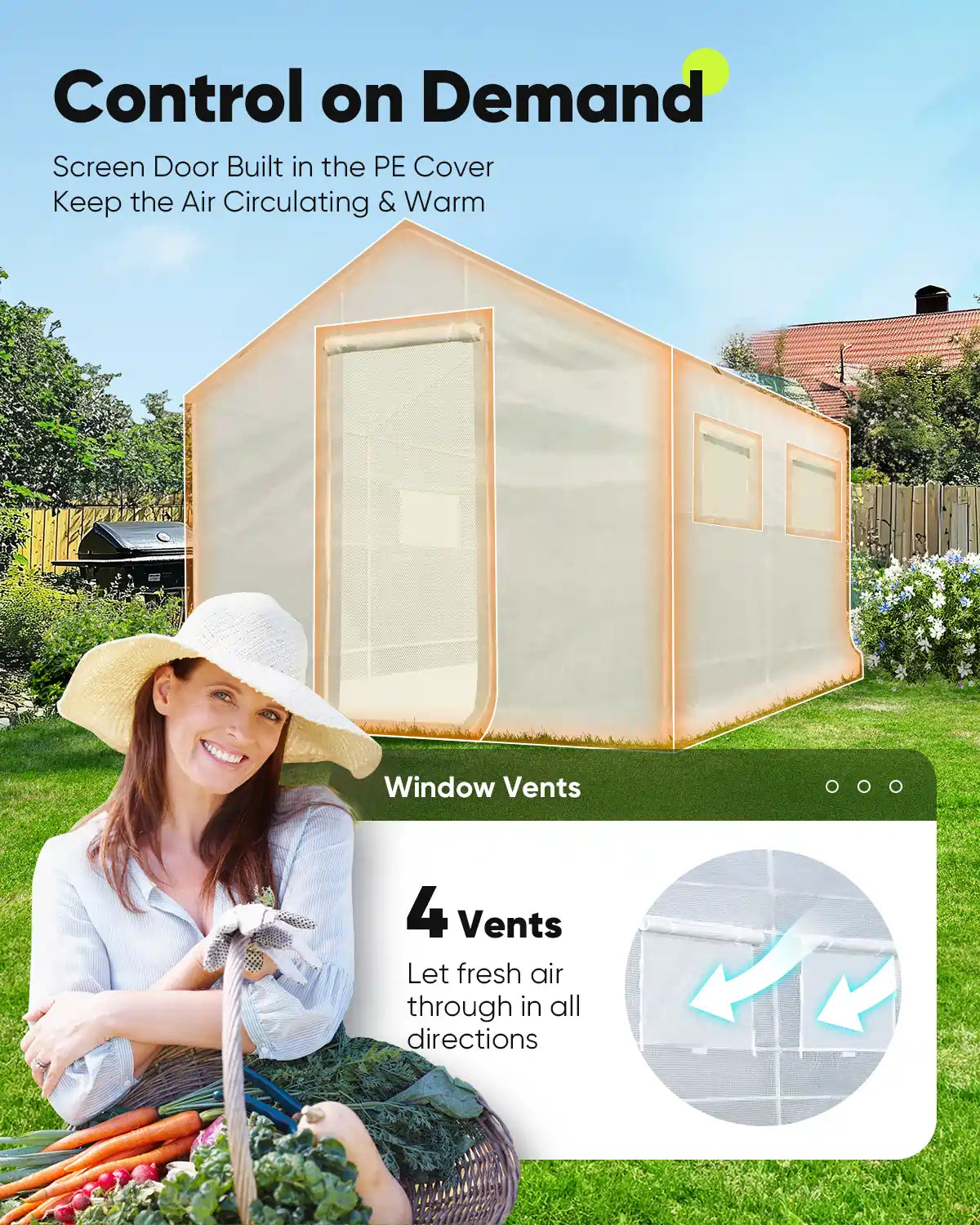 10' x 9' x 8' White Backyard Greenhouse Kit for Gardening, Plant Growing & Seed Starting - Perfect for Outdoor Garden Protection & Year-Round Planting