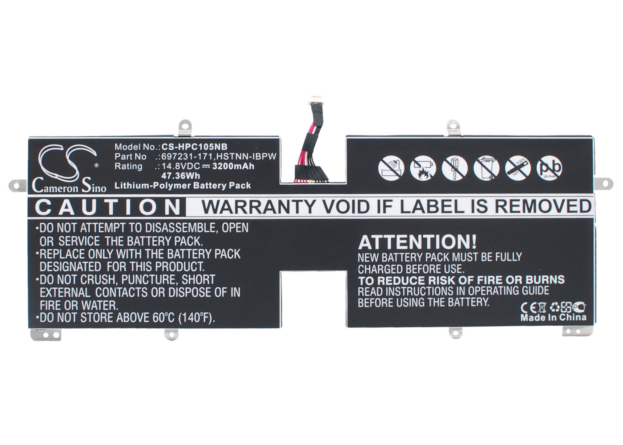 Yibudt 14.8V Replacement Battery for HP Spectre XT Smart 15-4110e / 15-4000e Ultrabook - Long Lasting Laptop Battery for Work, Travel & Business Use