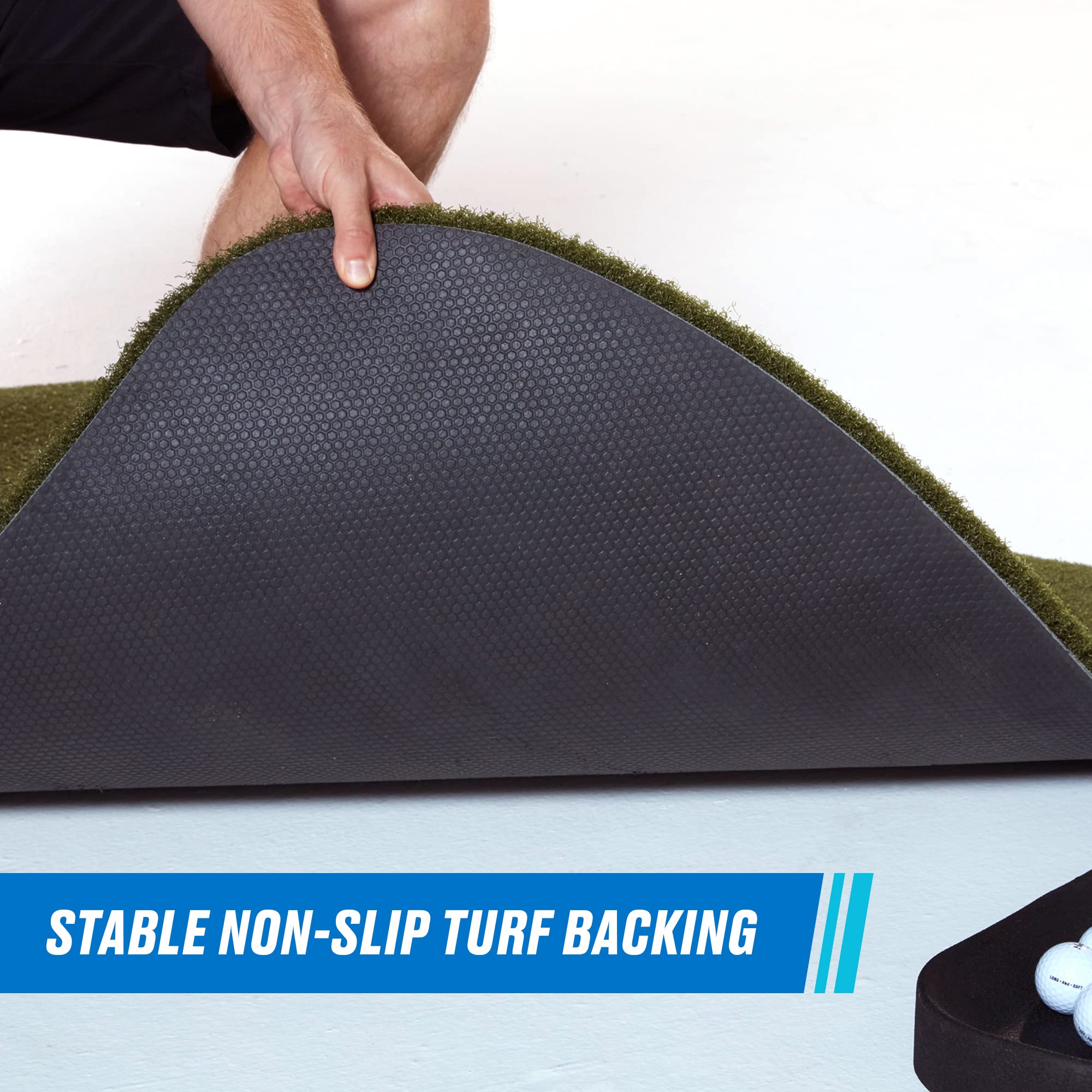Premium Fiberbuilt Golf Hourglass Hitting Mat - Non-Slip Rubber Foam Base for Indoor/Outdoor Practice | Includes 4 Alignment Sticks & Ball Tray | Perfect for Home Garage, Backyard & Driving Range Training