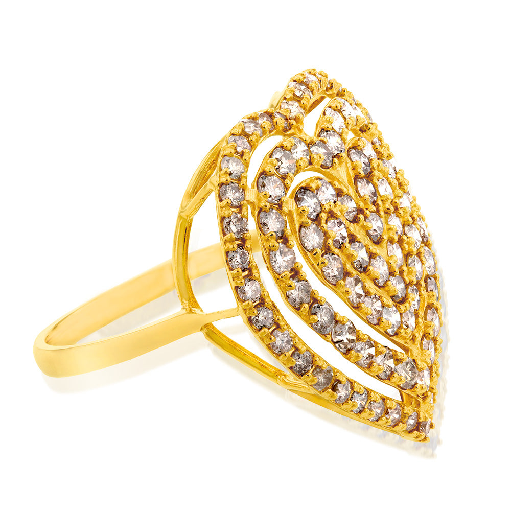 18ct Yellow Gold 2 Carat Diamond Heart Cluster Ring - Elegant Jewelry for Valentine's Day, Anniversary & Romantic Gifts