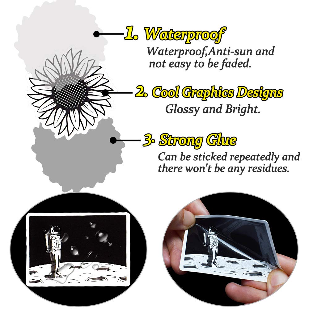 QTL Cute Black and White VSCO Stickers Pack - 50Pcs Waterproof Decals for Teen Girls & Adults - Perfect for Water Bottles, Laptops, Journals & DIY Crafts - Aesthetic Vinyl Stickers for Scrapbooking & Room Decor