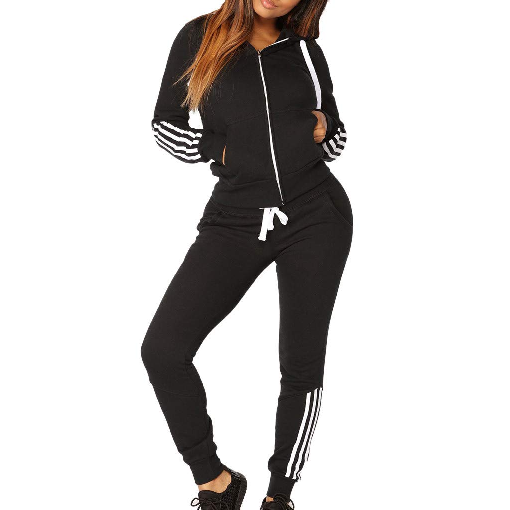 Women's 2-Piece Jogger Outfit - Long Sleeve Hooded Sweatshirt & Sweatpants Set | Casual Sportswear Tracksuit for Running, Yoga & Lounge Wear