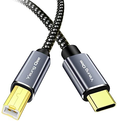 Yeung Qee 8M USB C to USB B Printer Cable - High-Speed Braided USB Type C to USB 2.0 Type B Cable for Brother, HP, Lexmark, Dell, Fax, Samsung Printers & Scanners - Perfect for Office, Home & Professional Printing Setup (8m)