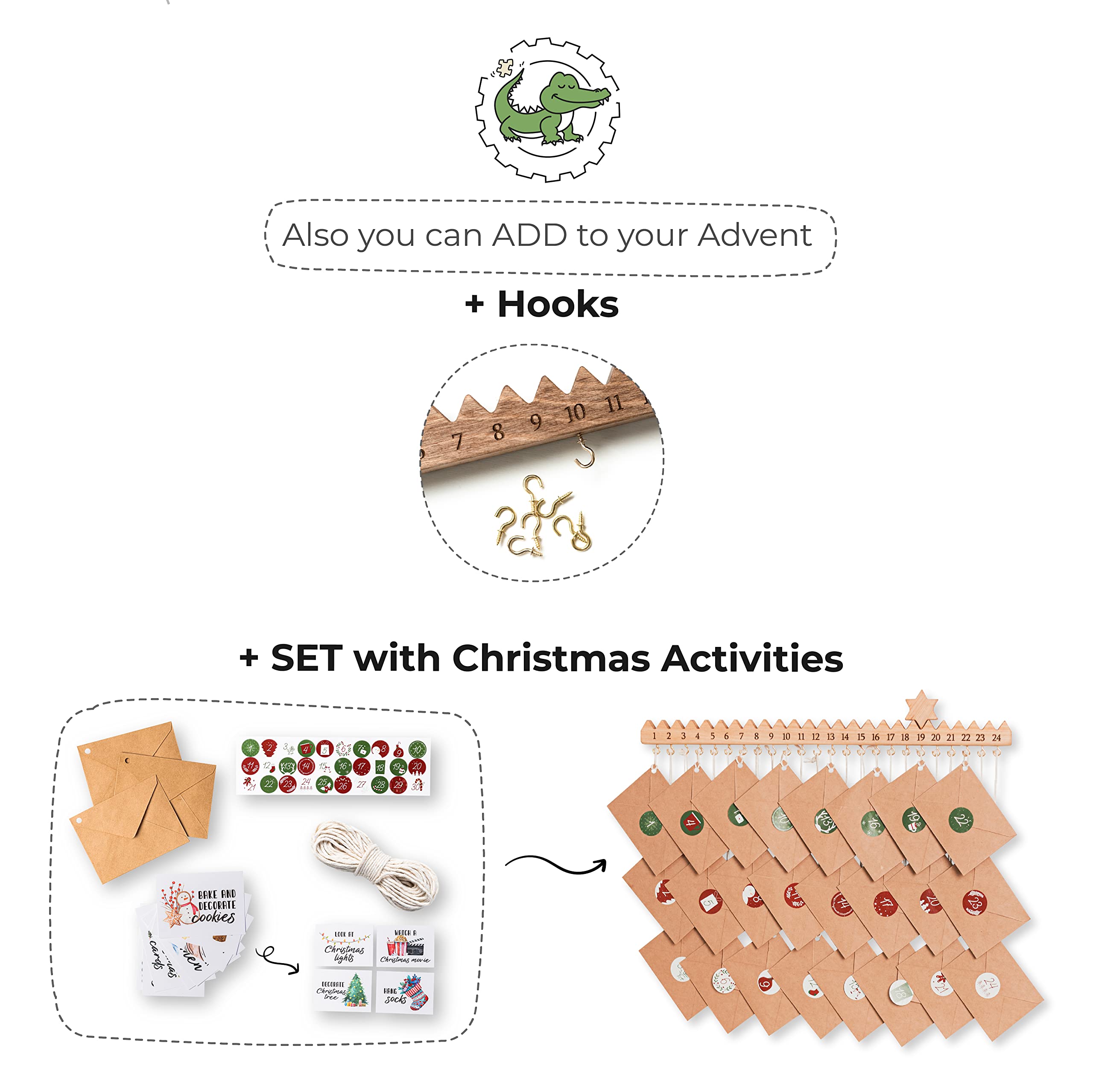 Wooden Advent Calendar for Adults & Kids - Nativity Scene Christmas Countdown Calendar with 24 Drawers - Holiday Home Decor, Christmas Tree Ornaments, Nursery Room Decoration for Family Traditions & Gift Giving