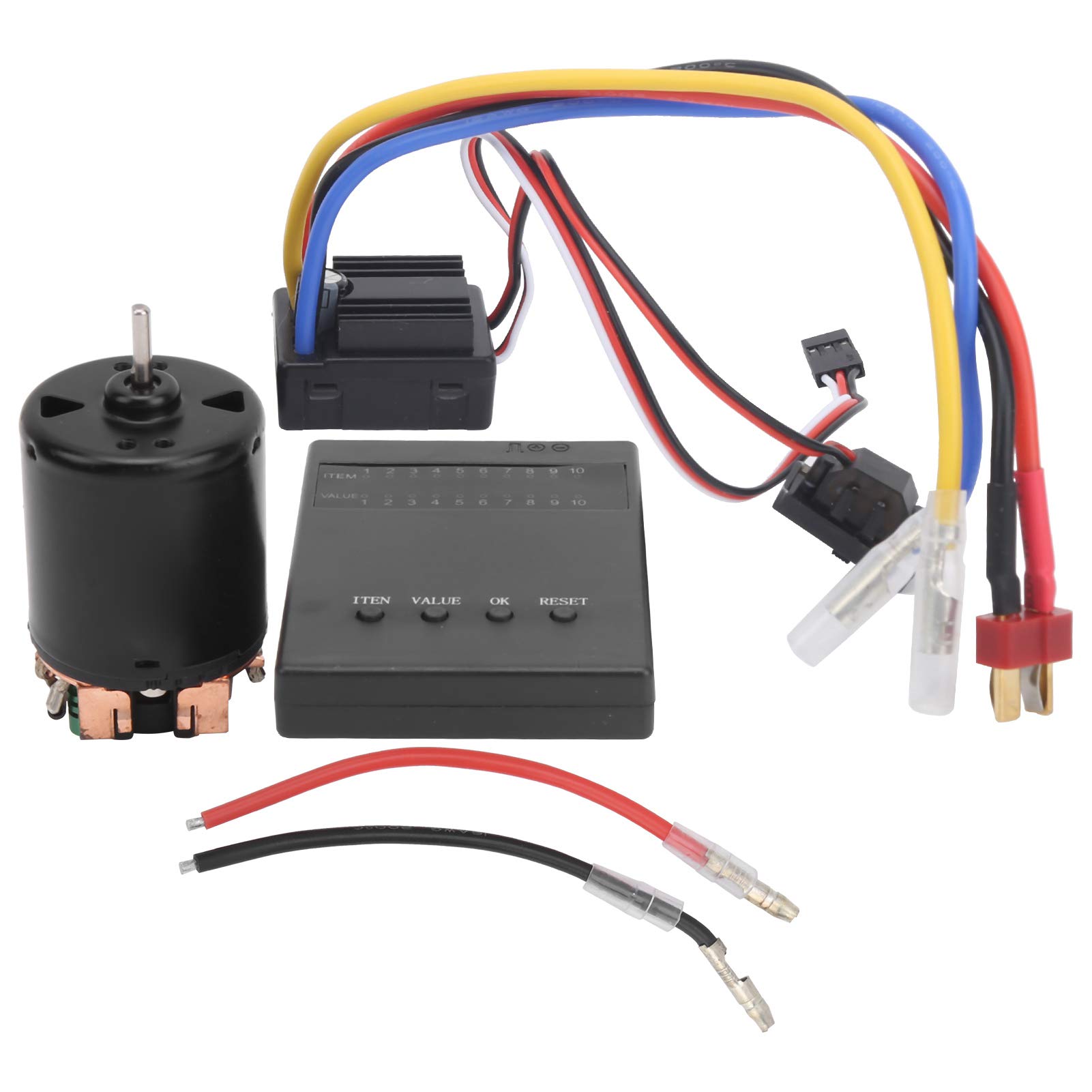 80A Brushed ESC Motor Set with Overheat Protection - Compatible with 1/10 & 1/8 RC Cars - High Performance RC Car Accessory for Racing, Crawling & Off-Road Remote Control Vehicles