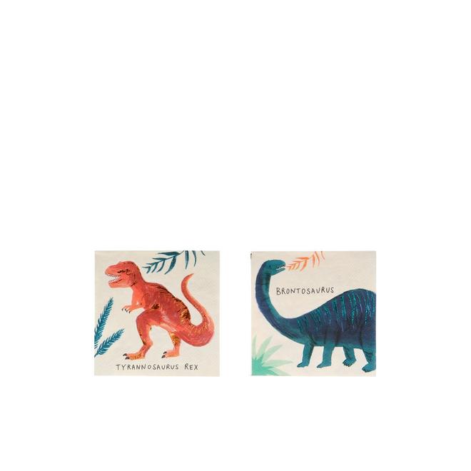 Dinosaur Kingdom Small Napkins - Cute Dinosaur Printed Paper Napkins for Kids Birthday Parties, Picnics & Themed Events
