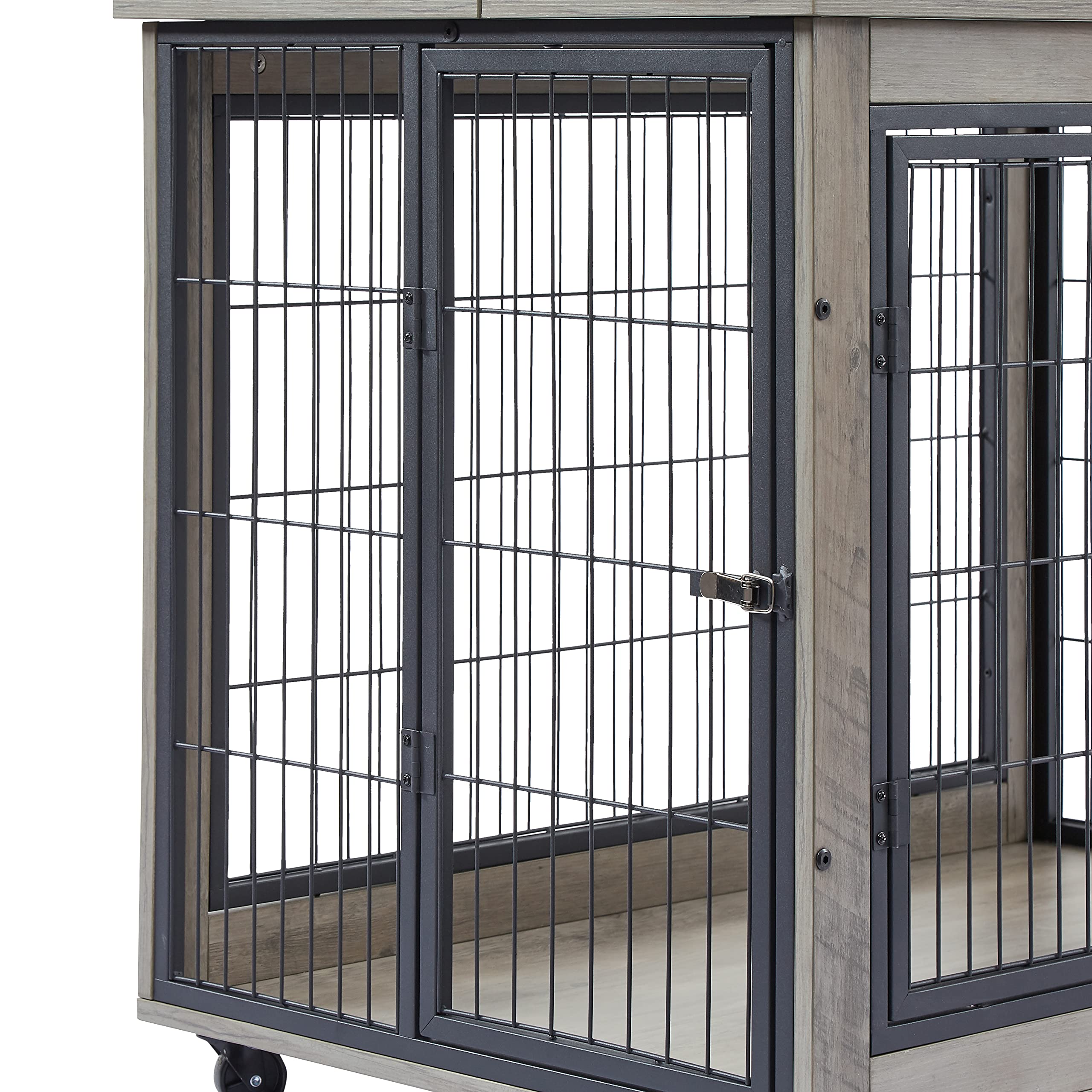 ZSQ Wooden Dog Crate Furniture - Stylish End Table Pet Kennel with Wheels, 39