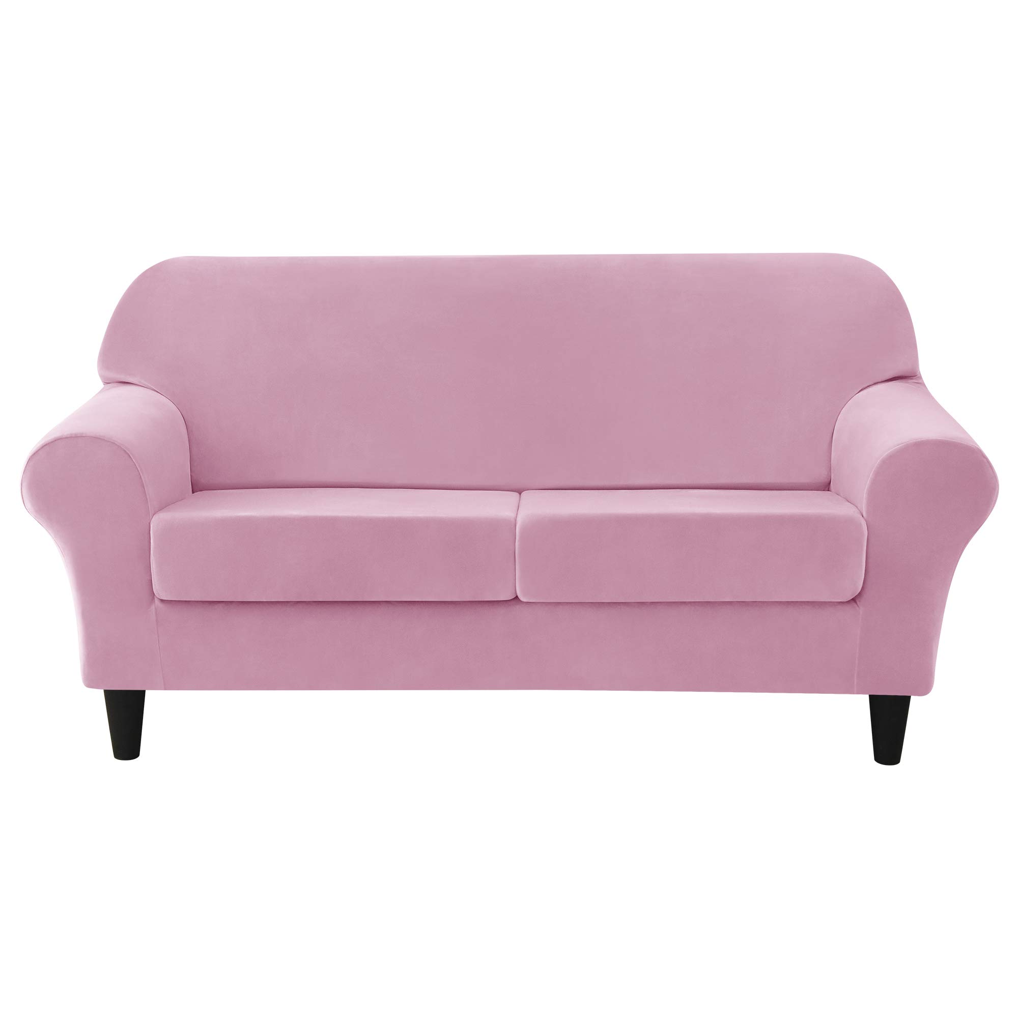 Ultra Soft Velvet Stretch Sofa Slipcover - Pet & Kid Friendly Furniture Protector for Couches & Chairs (Pink, Medium Size) | Perfect for Living Rooms, Family Rooms & Home Decor