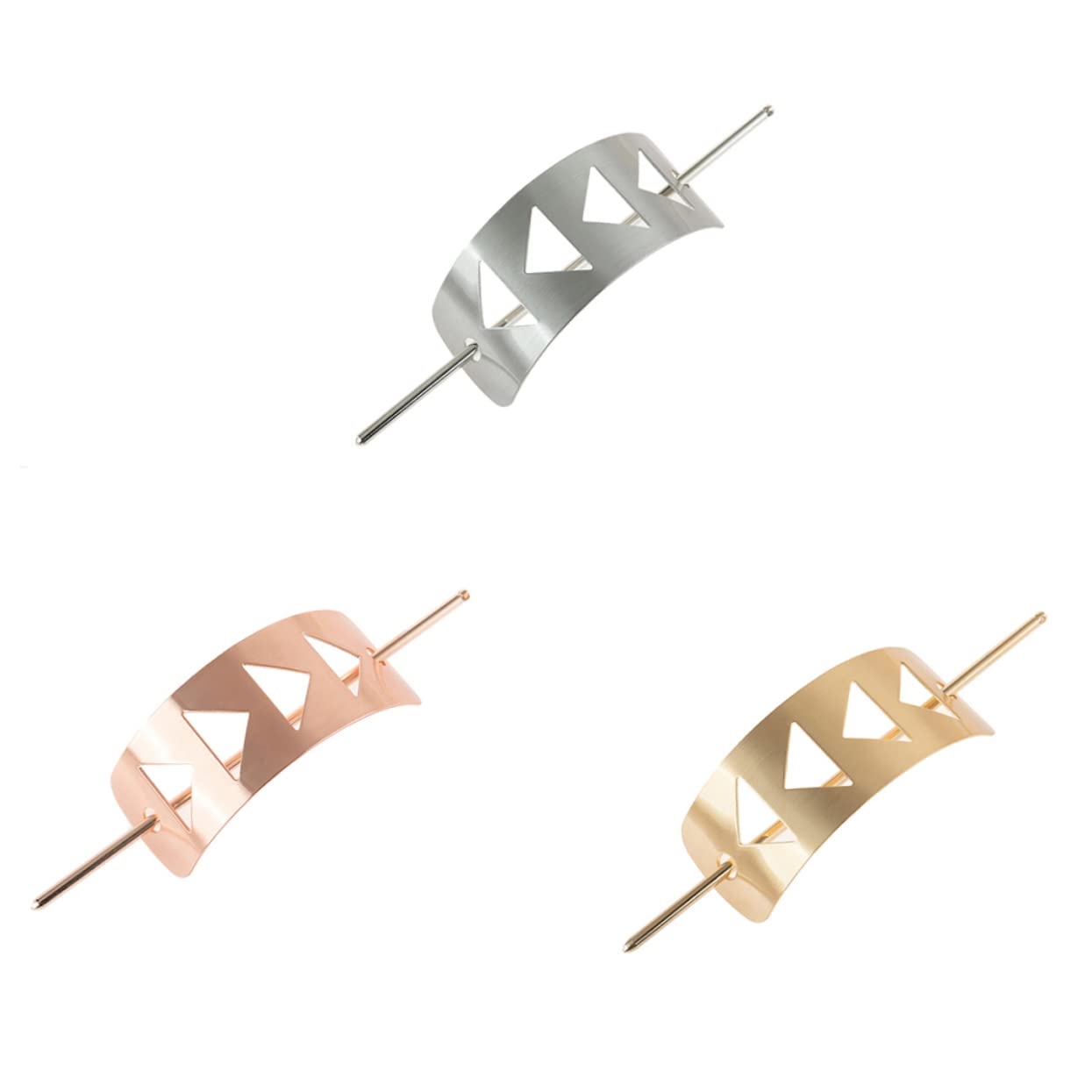 Beavorty 3pcs Vintage Gold Geometric Hair Clips for Women - Ponytail Hairpins, Bun Hair Cuffs, Wedding Hair Accessories - Perfect for Updos, Bridal Styles, and Everyday Elegance