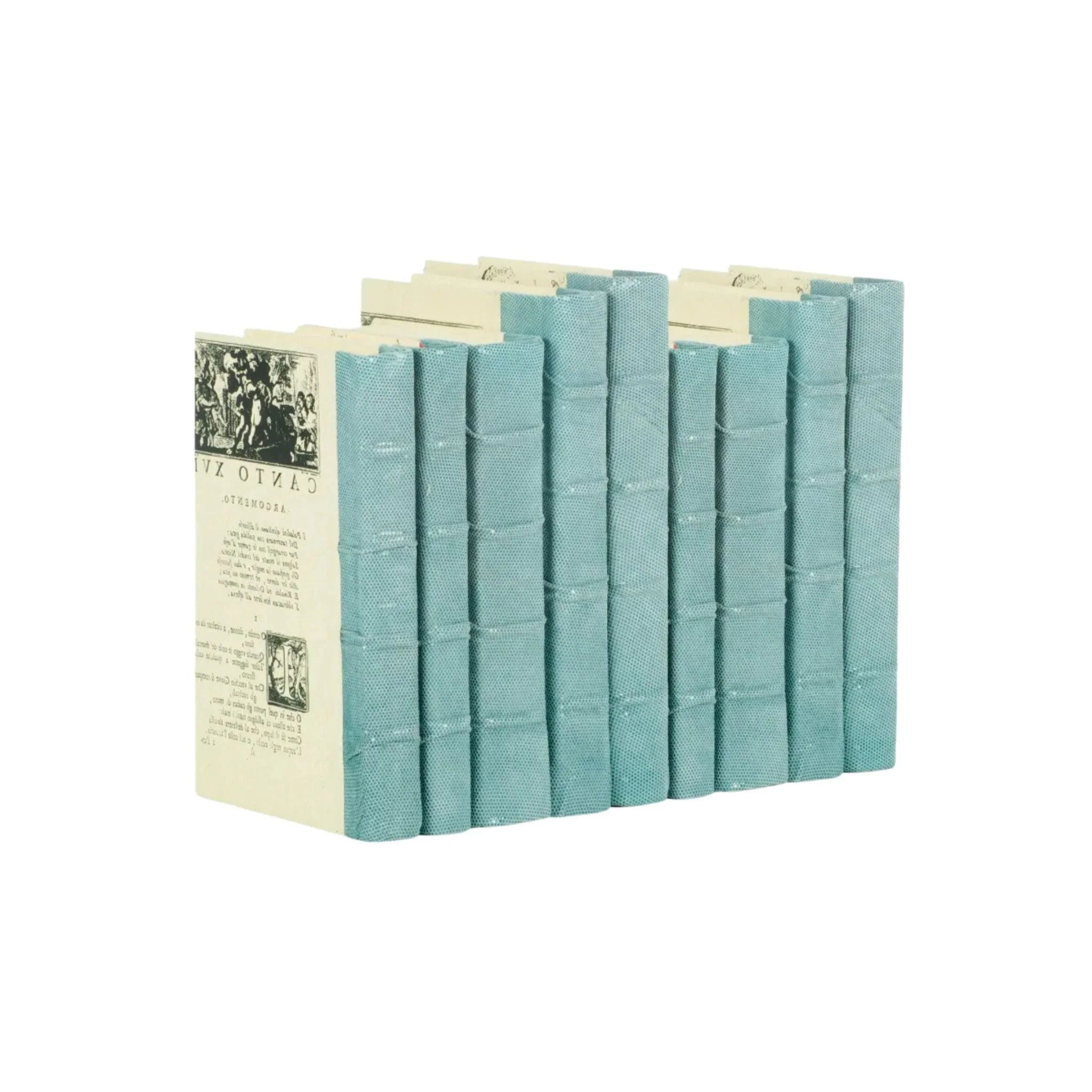 Shagreen Aqua Decorative Books - Elegant Home Decor for Bookshelves, Coffee Tables & Living Room Styling