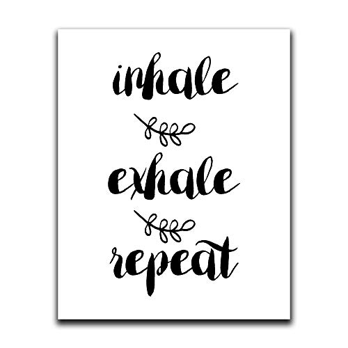 Moonlight Makers Funny Wall Decor with Sayings - 'Inhale Exhale Repeat' Inspirational Wall Art for Bedroom, Bathroom, Kitchen, Office & Living Room - Perfect for Apartments & Dorm Rooms (8x10 Inches) - Great Gift Idea for Yoga Lovers & Stress Relief