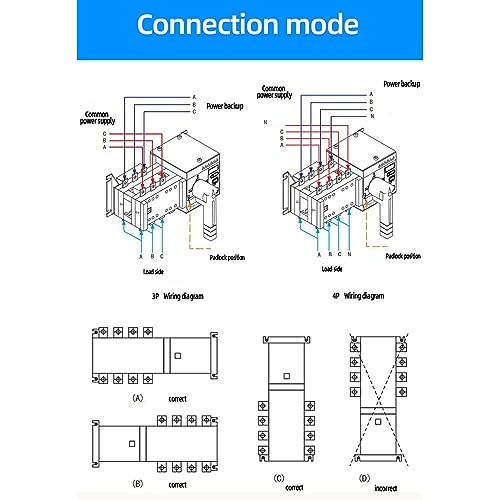 AC400V 250A Dual Power Automatic Transfer Switch - 2 Input 1 Output Isolated Generator Transfer Switch for Home & Commercial Backup Power | 1-in-2-out Dual Control Automatic Switching System for Emergency Power Supply