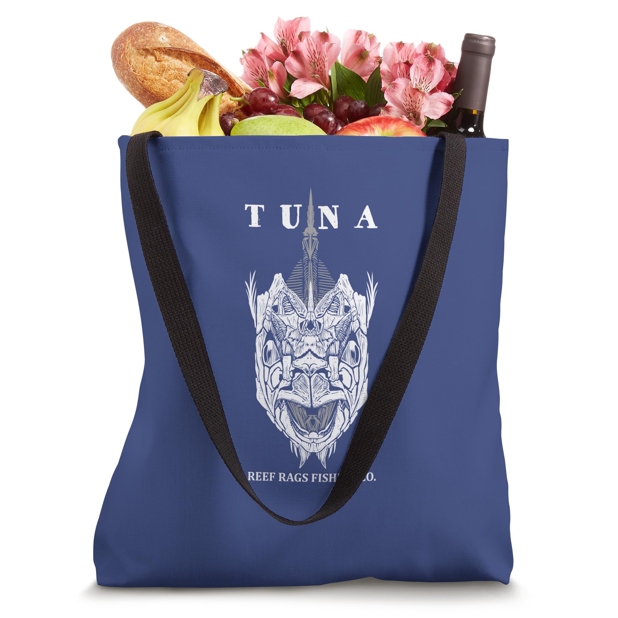 Reef Rags Tuna Fish Bones Tote Bag - Stylish Eco-Friendly Beach Bag for Women, Perfect for Shopping, Travel & Summer Outings
